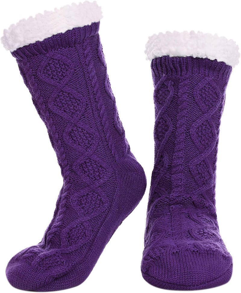 LINEMIN Womens Slipper Socks Winter Warm Fleece Lined Socks Cozy Soft Thick Fuzzy Non Slip Indoor Christmas Socks - Image 1